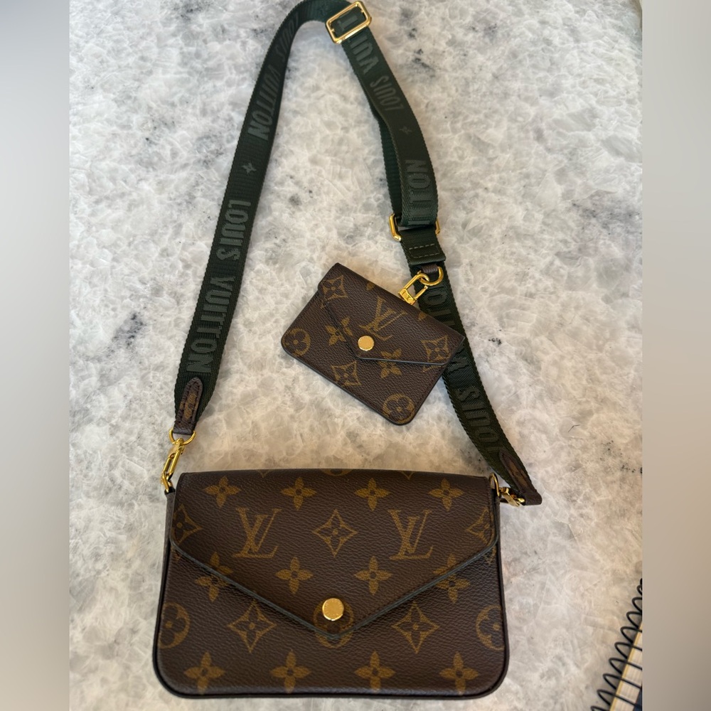 Louis Vuitton Felicie Strap Go crossbody bag, clutch, wallet, Green LVStrap